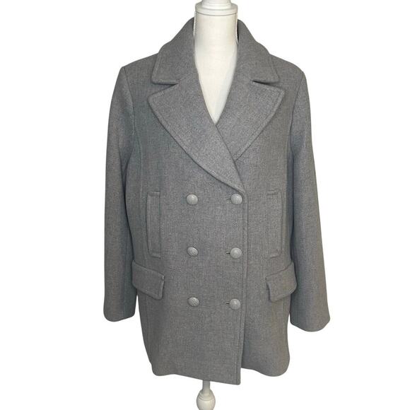 Talbots new without tags gray wool blend lined pea coat size 16 - Picture 1 of 16
